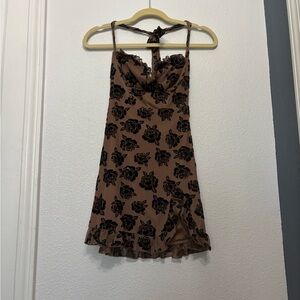 Fashion Nova Brown and Black Floral Dress